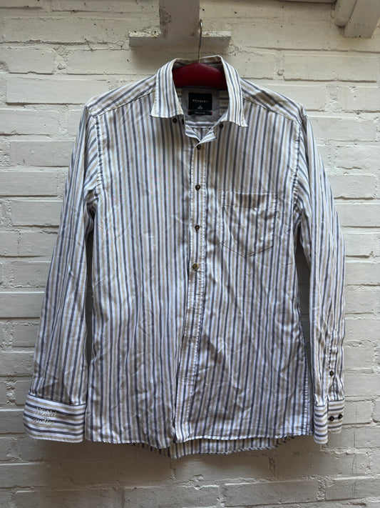 SHIRT - BLUE BEIGE STRIPE