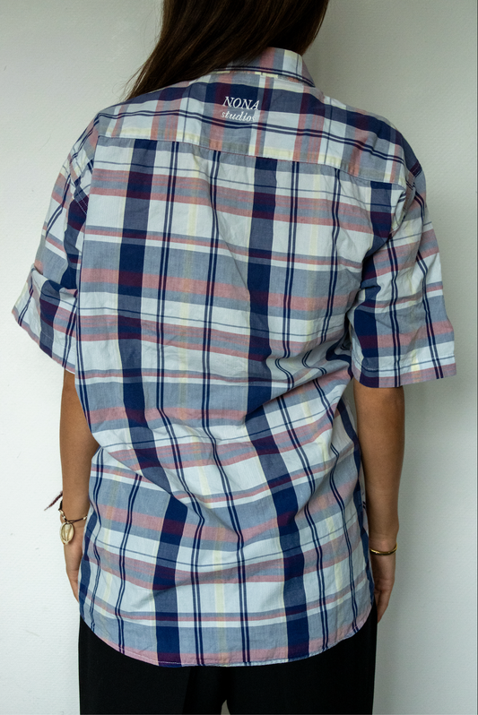 SHORT BLOUSE - purple check