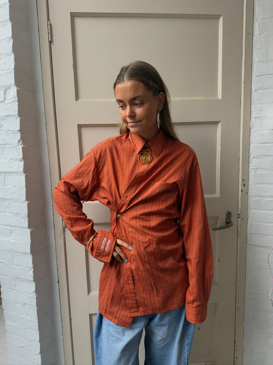 SHIRT - ORANGE BLACK STRIPE