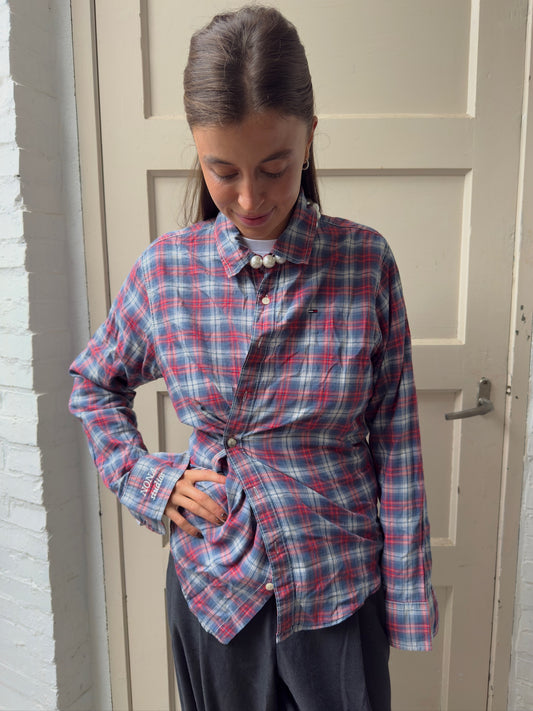 SHIRT - LIGHT RED BLUE CHECK