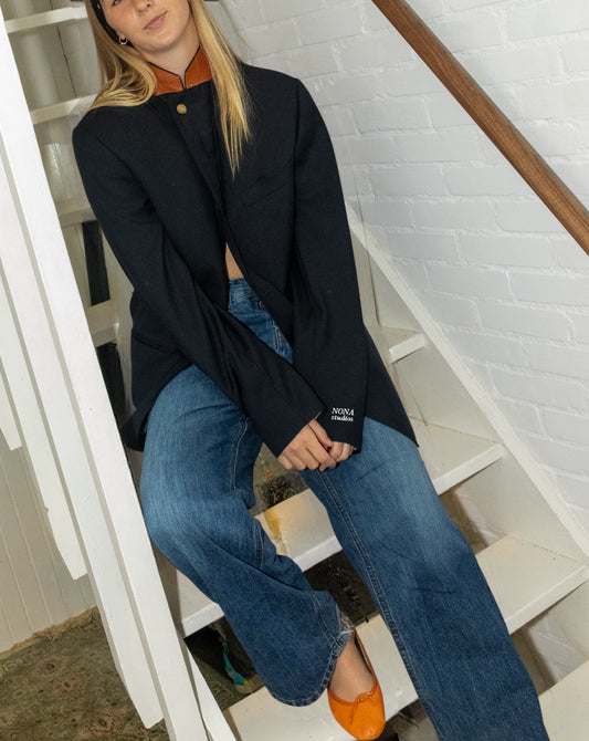 BLAZER - blue brown neck