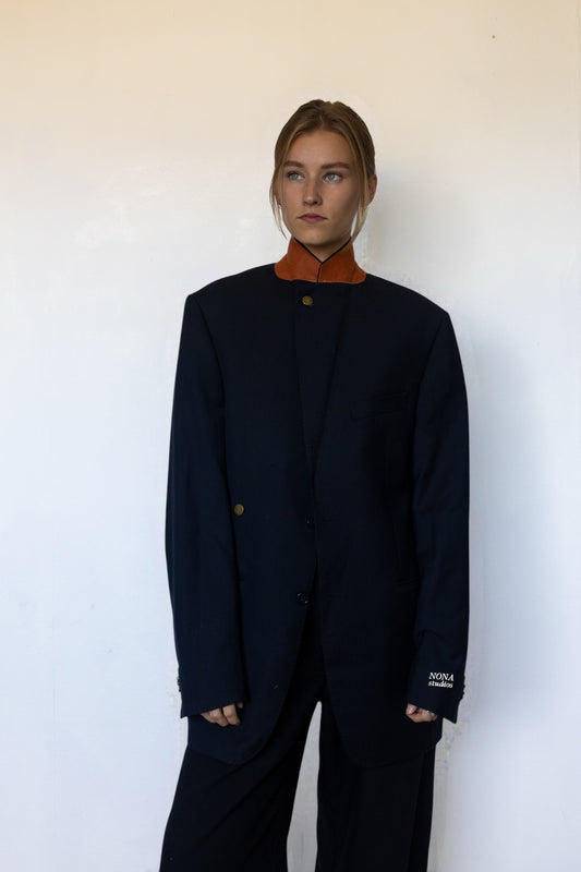 BLAZER - blue brown neck