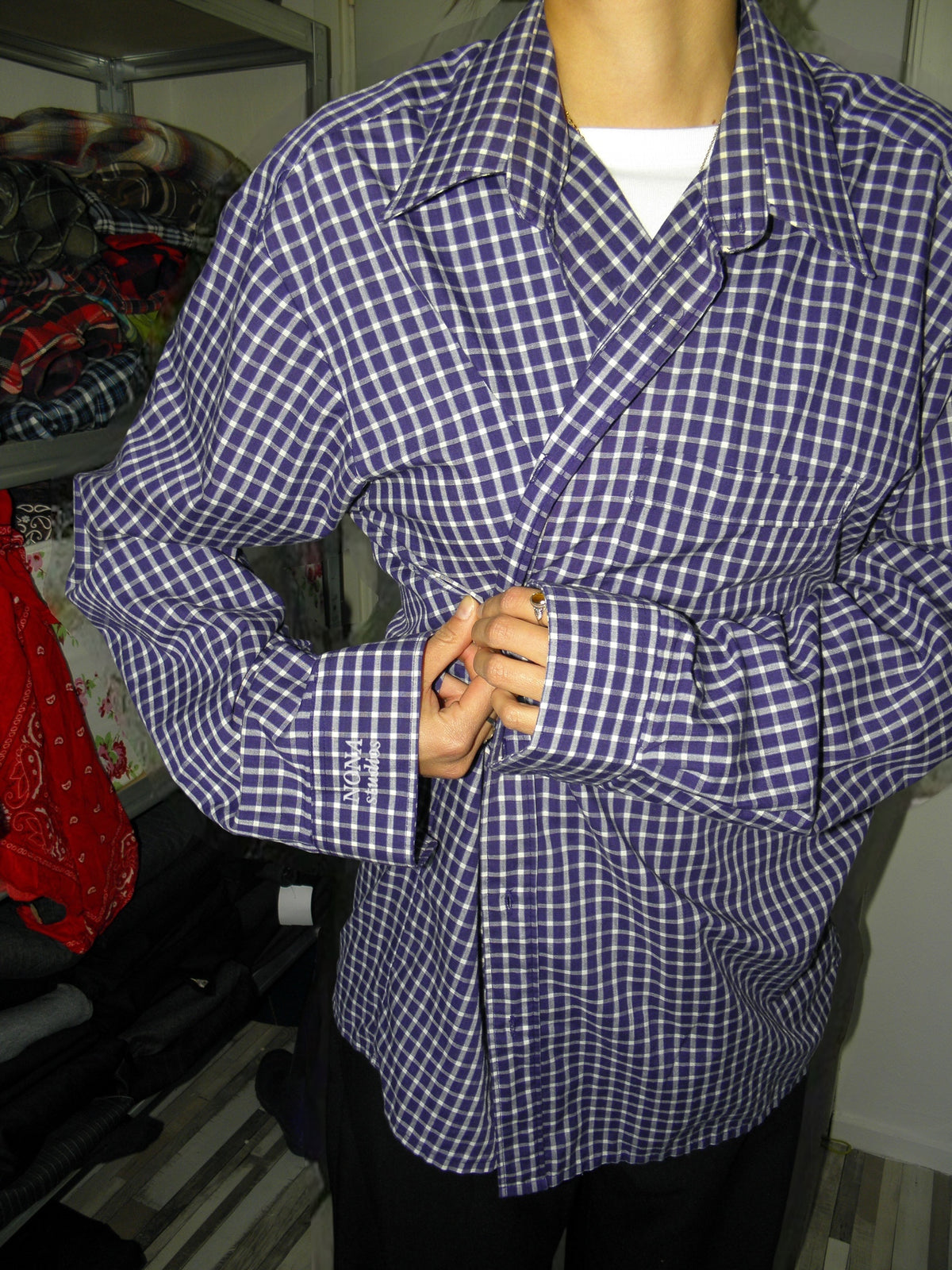 SHIRT - purple check