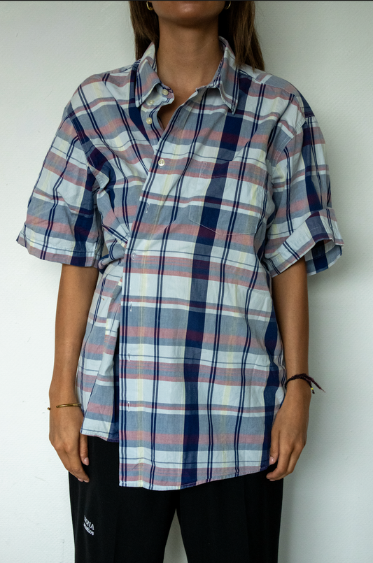 SHORT BLOUSE - purple check