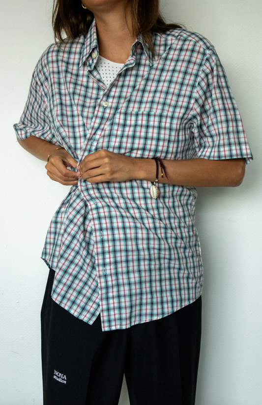 SHORT BLOUSE - red turquoise