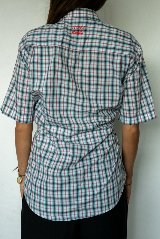 SHORT BLOUSE - red turquoise